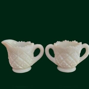 WESTMORELAND Vintage Thumbelina Milk Glass Creamer and Sugar